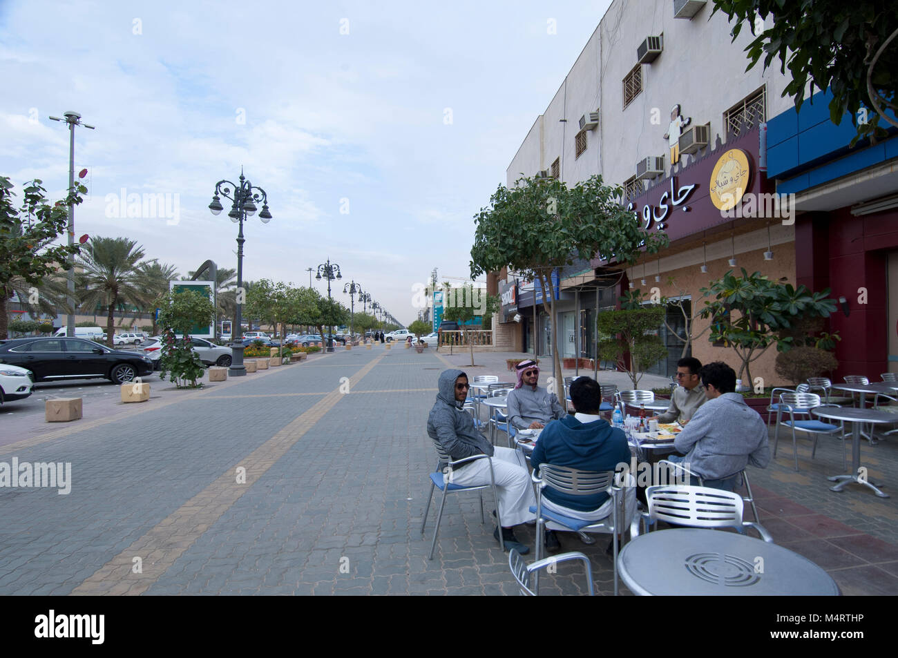 Tahlia Street with Shops, Cafe's and people, Riyadh, Saudi Arabia, 01. ...