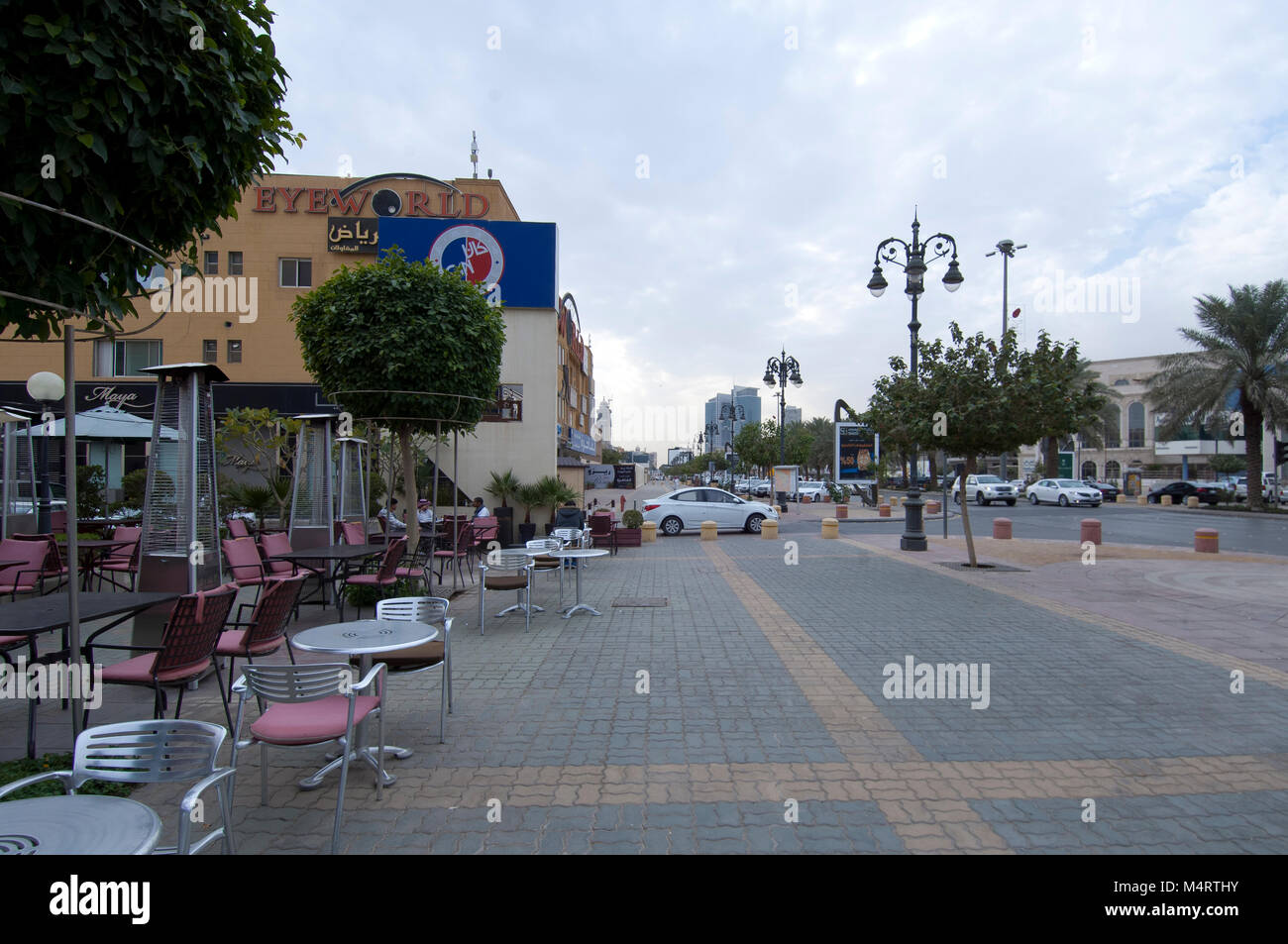Tahlia Street with Shops, Cafe's and people, Riyadh, Saudi Arabia, 01. ...