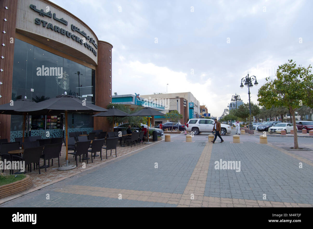 Whoa Tea Riyadh Tahlia Street with Shops, Cafe's and people, Riyadh, Saudi Arabia, 01. ...