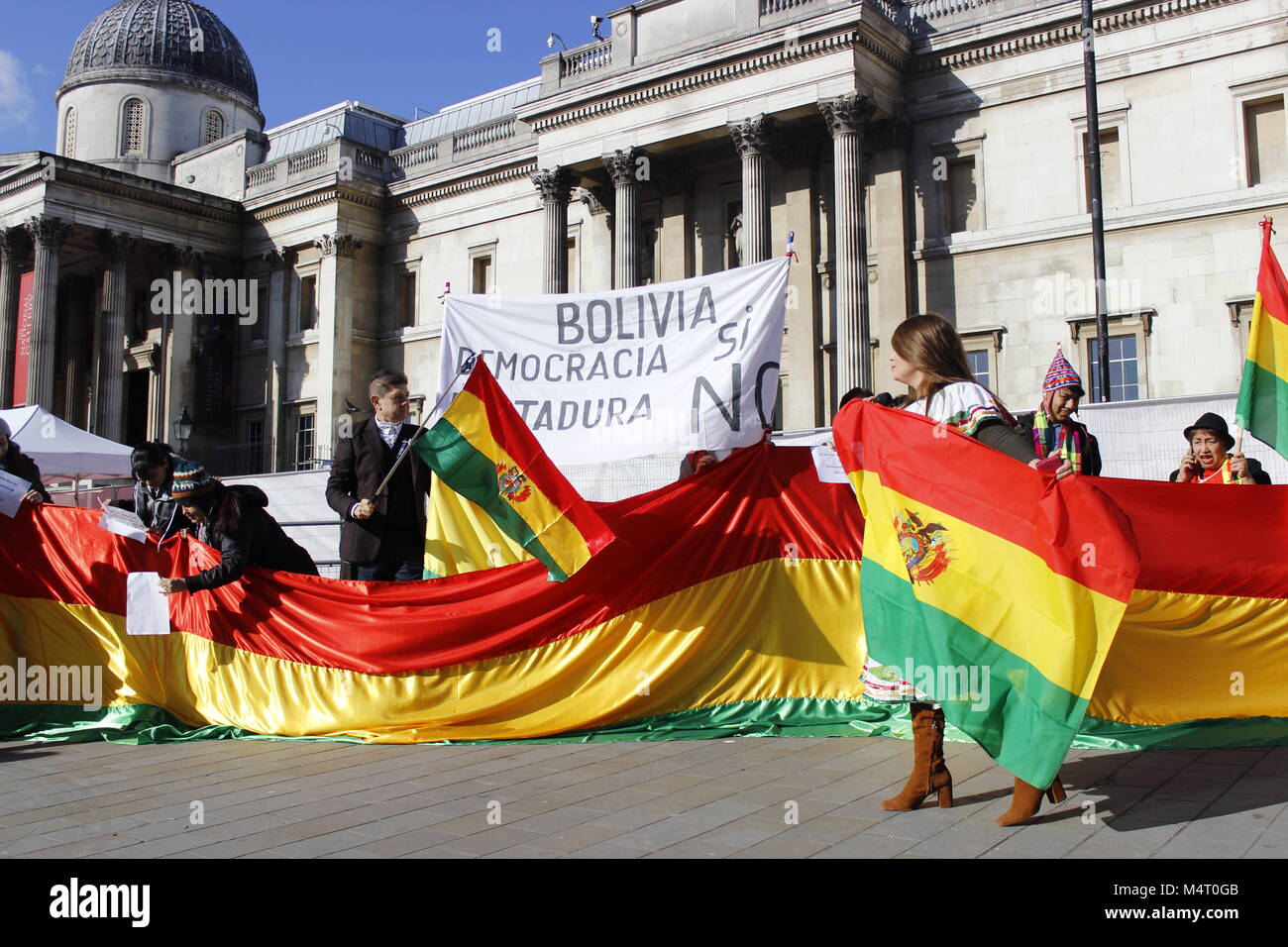 London, UK. 17th Feb, 2018. Bolivia Protest in Trafalgar Square 17-02-18 Credit: Alex Cavendish/Alamy Live News Stock Photo