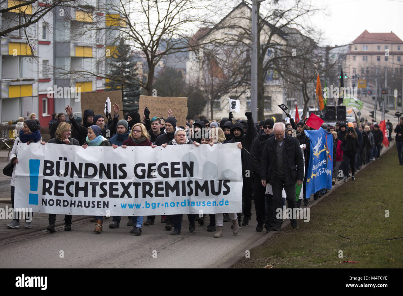 February 17, 2018 - Nordhausen, ThÃ¼ringen, Germany - Counter-protest of the ''Alliance against right-wing extremism Nordhausen' Credit: Jannis Grosse/ZUMA Wire/Alamy Live News Stock Photo