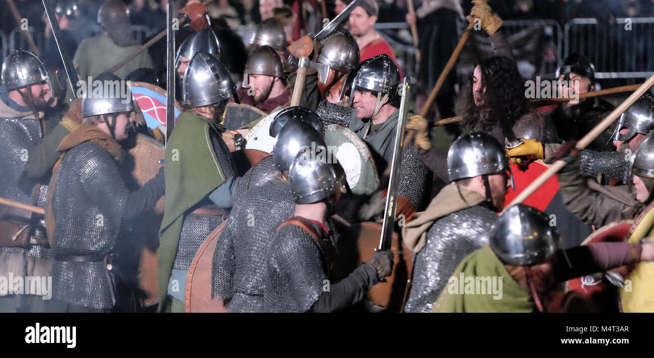 Battle scenes from York's Jorvik Viking Festival Stock Photo