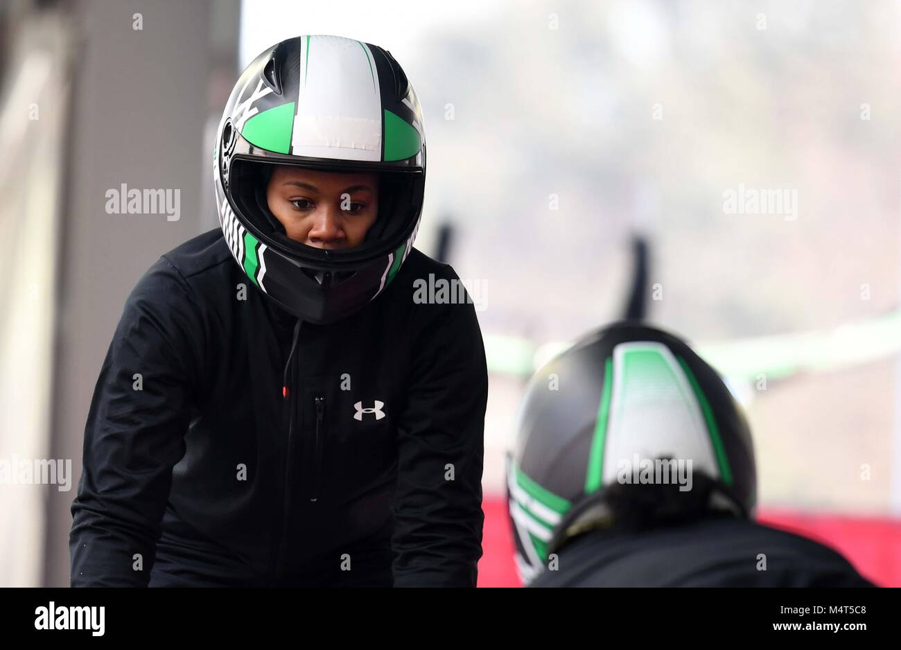 Akuoma Omeoga (NGR). Womens bobsleigh training. Alpensia sliding centre. Pyeongchang2018 winter Olympics. Alpensia. Republic of Korea. 17/02/2018. Credit: Sport In Pictures/Alamy Live News Stock Photo