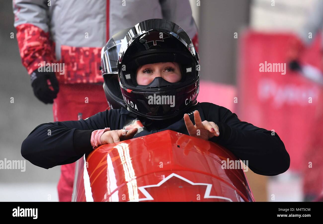 Alysia Rissling (CAN). Womens bobsleigh training. Alpensia sliding centre. Pyeongchang2018 winter Olympics. Alpensia. Republic of Korea. 17/02/2018. Credit: Sport In Pictures/Alamy Live News Stock Photo