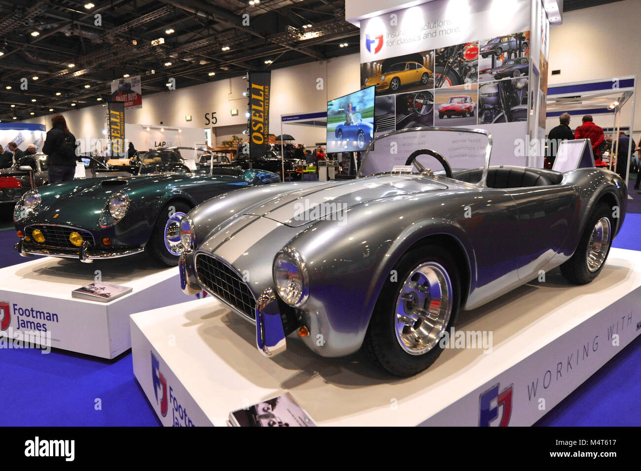 A Harrington 289 Cobra Junior toy car (modelled on the AC Cobra and with a  110cc engine) on display at the London Classic Car Show which is taking  place at ExCel London,