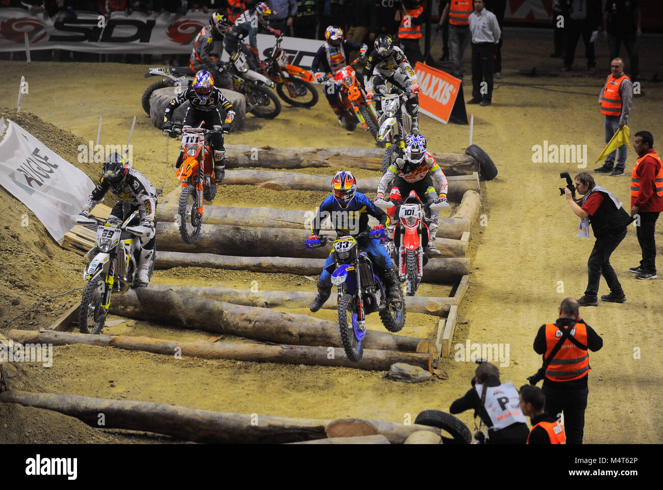 Malaga, Spain. 17th Feb, 2018. Riders competing during the GP Spanish Maxxis Fim Super Enduro World Championship at the Palacio de Deportes Jose Maria Martin Carpena, in Malaga. Credit: Jesus Merida/SOPA/ZUMA Wire/Alamy Live News Stock Photo