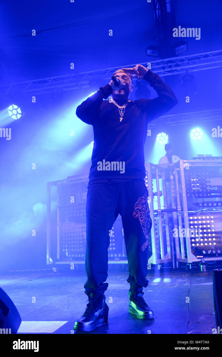 Naples, Italy. 17th Feb, 2018. The italian rapper Gué Pequeno performs ...