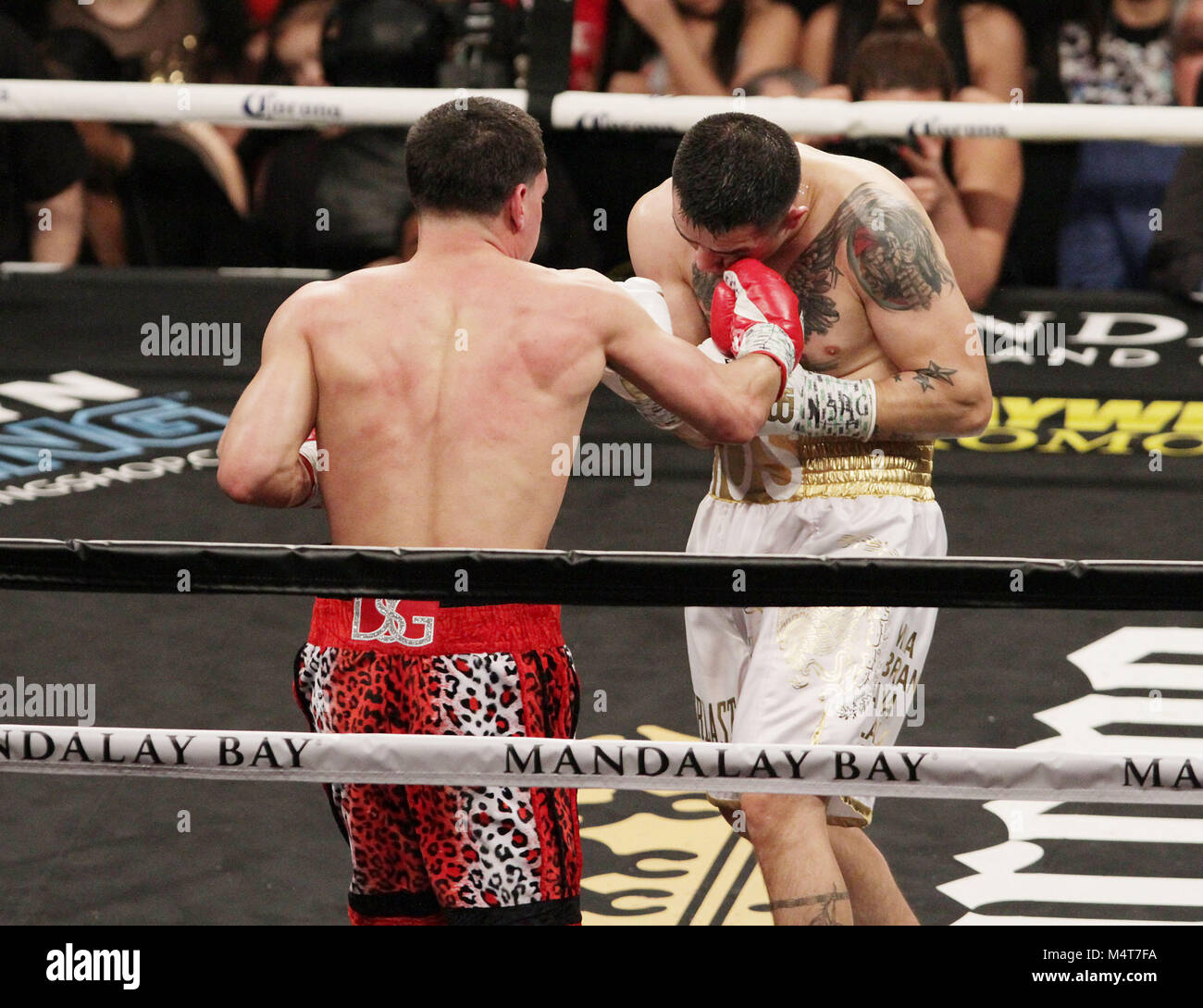 Las Vegas, Nevada, USA. 18th Feb, 2018. Welterweight boxers Danny