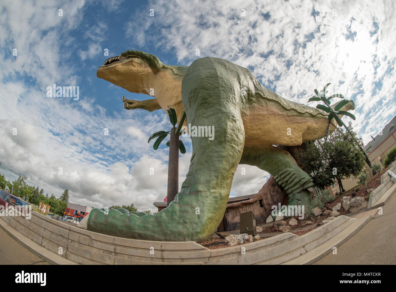 Drumheller, Alberta, Canada. A side view fisheye perspective of the