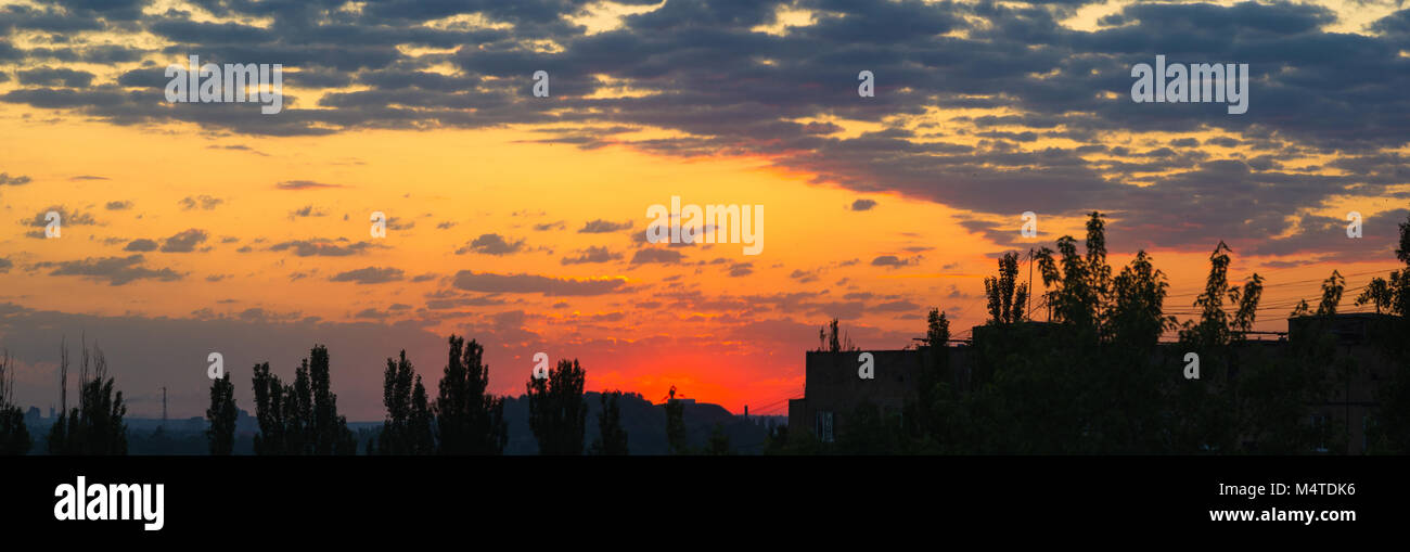 Landscape with dramatic light - beautiful golden sunset with saturated ...