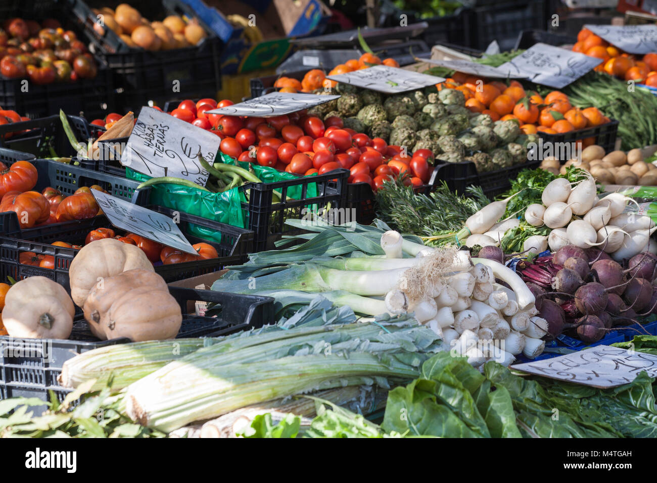 fresh produce at Spanish street market Stock Photo Alamy