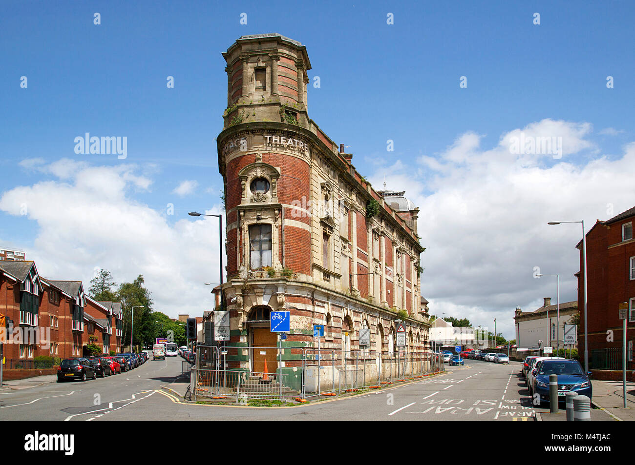 Swansea, UK: June 12, 2017: The Palace Theatre is recognisable for its distinctive wedge shape. It was built in 1888 as a traditional music hall. Stock Photo