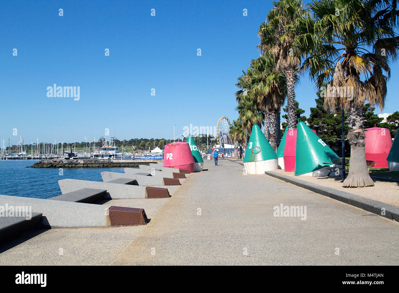 Geelong, Australia April 03, 2017 The Geelong waterfront esplanade is