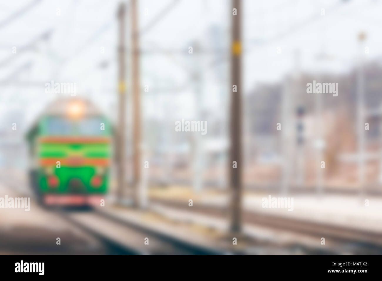 Freight train - soft lens bokeh image. Defocused background Stock Photo ...
