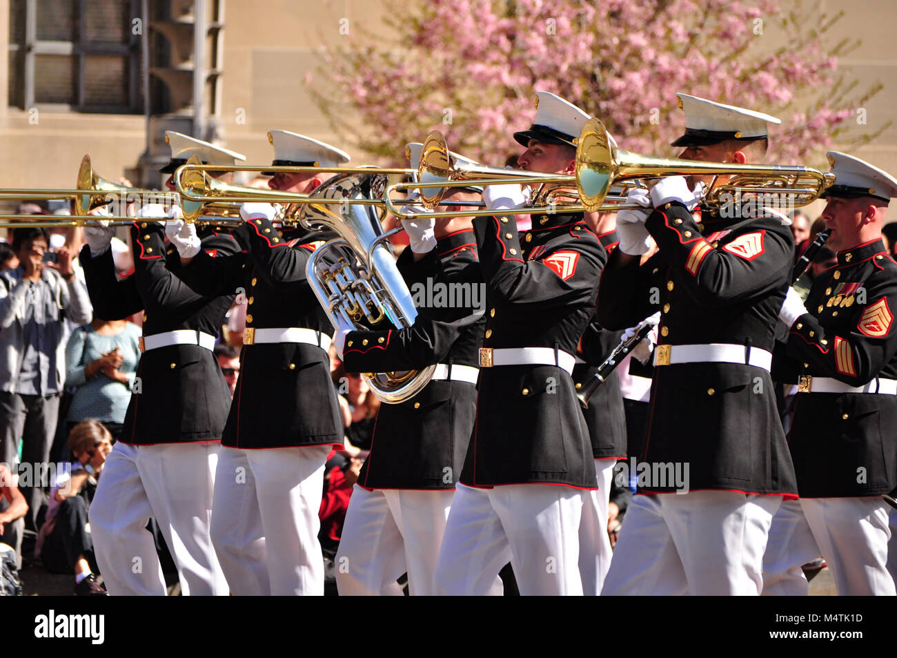 Honor Guard Marching In Cherry Blossom Parade 2014 In Washington Dc 