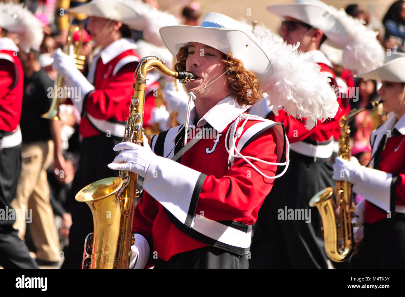 High School Band marching in Cherry Blossom Parade 2014 in Washington