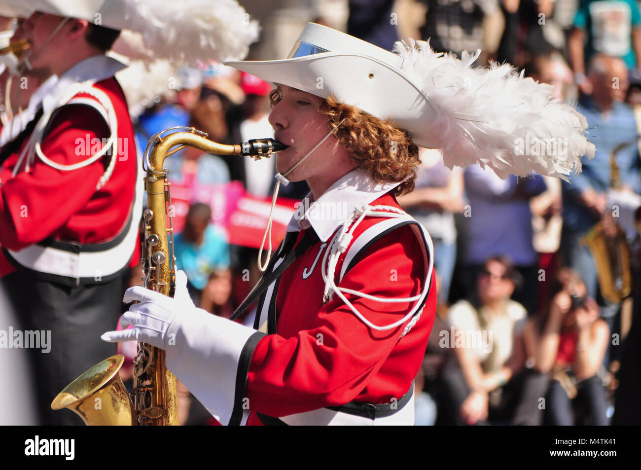 High School Band marching in Cherry Blossom Parade 2014 in Washington