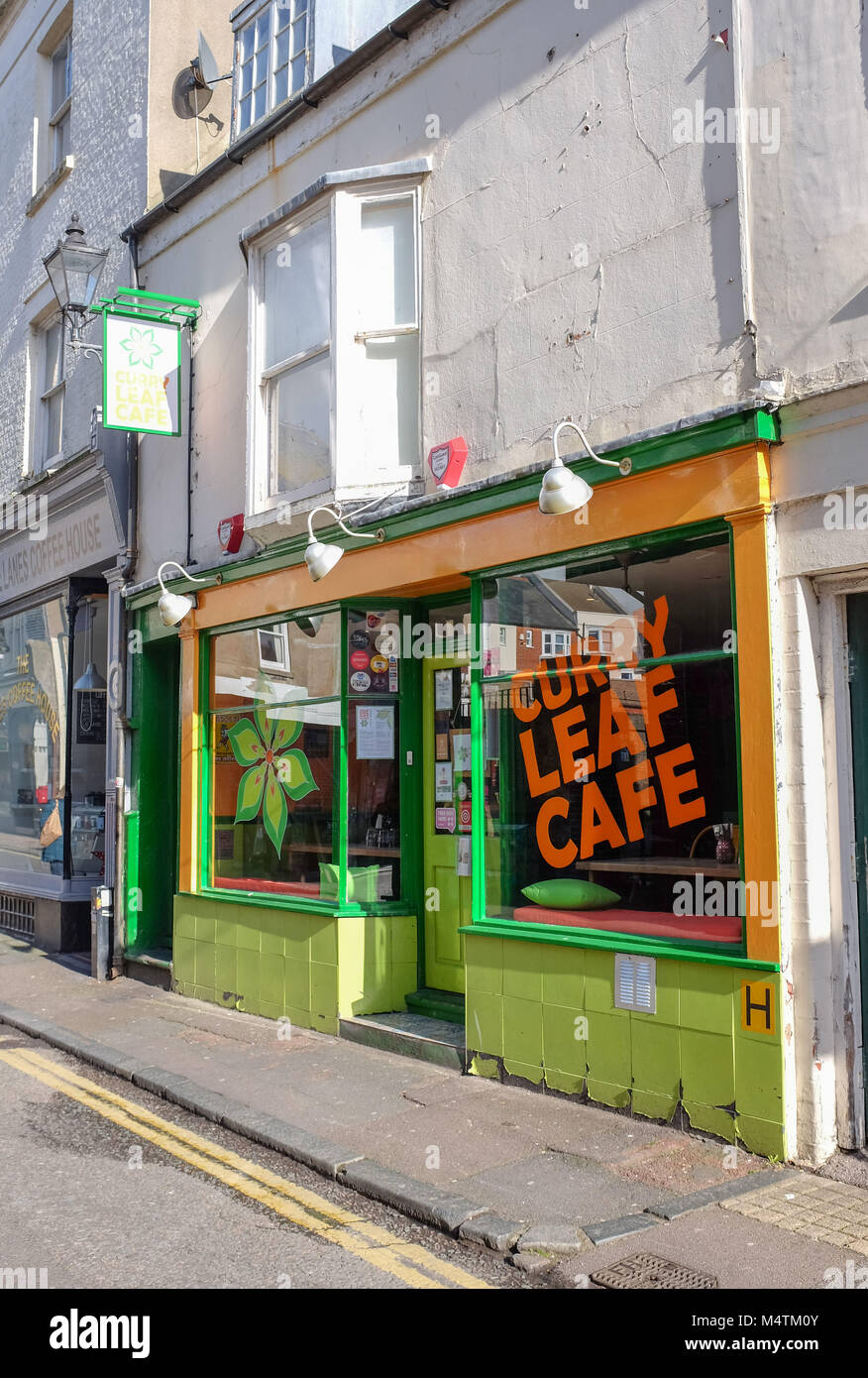 Brighton UK February 2018 - The Curry Leaf Cafe restaurant in Ship Street Stock Photo