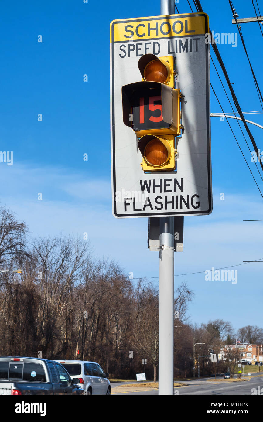 Flashing speed limit sign hi-res stock photography and