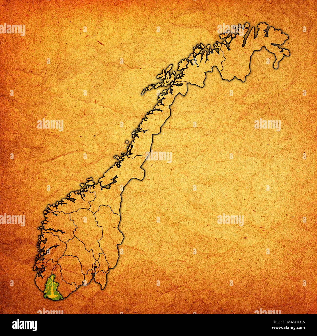 emblem of West Agder county on map with administrative divisions and ...