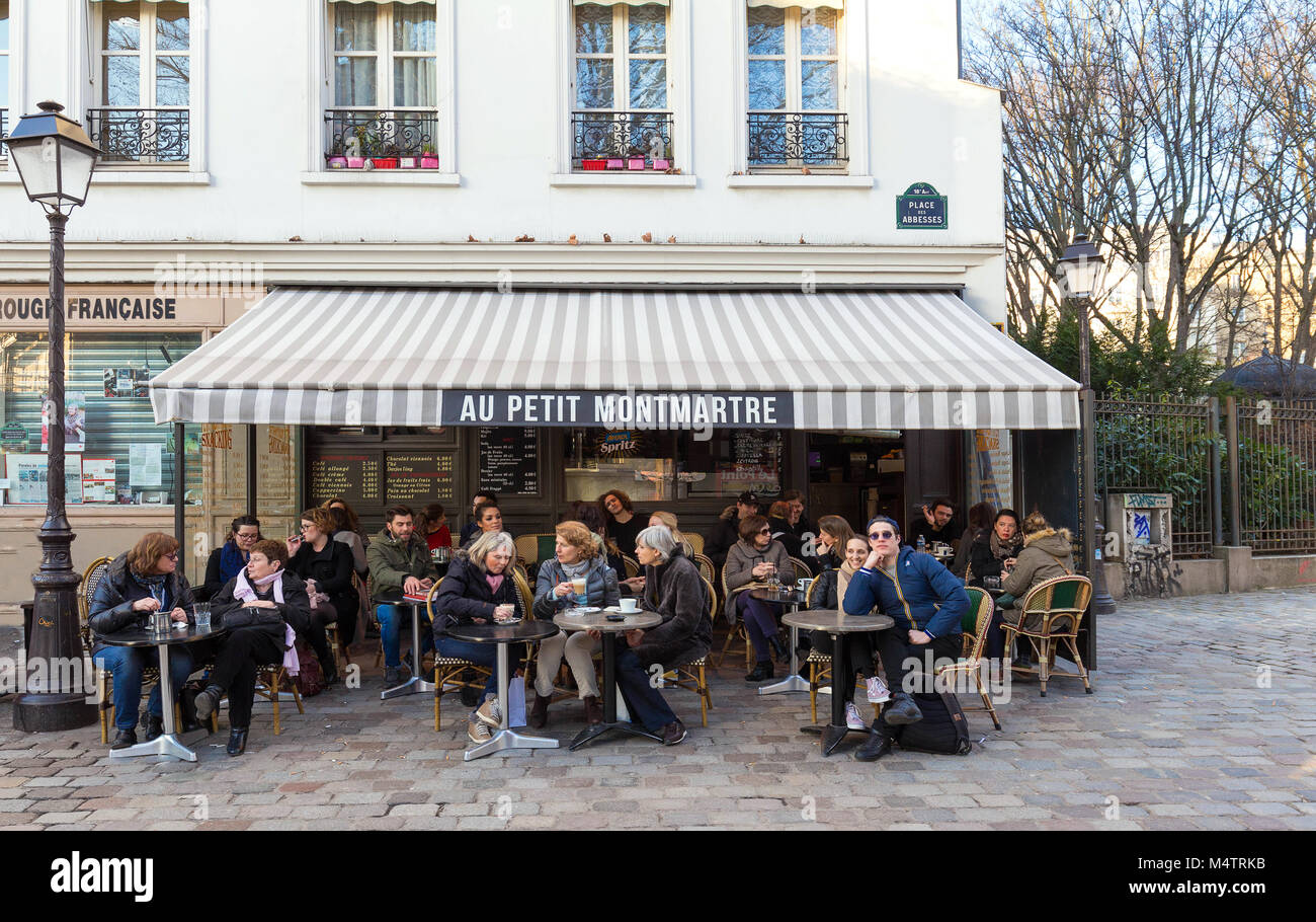 The Cafe Au Petit Montmartre is a cafe in the Montmartre, Paris, France. Stock Photo