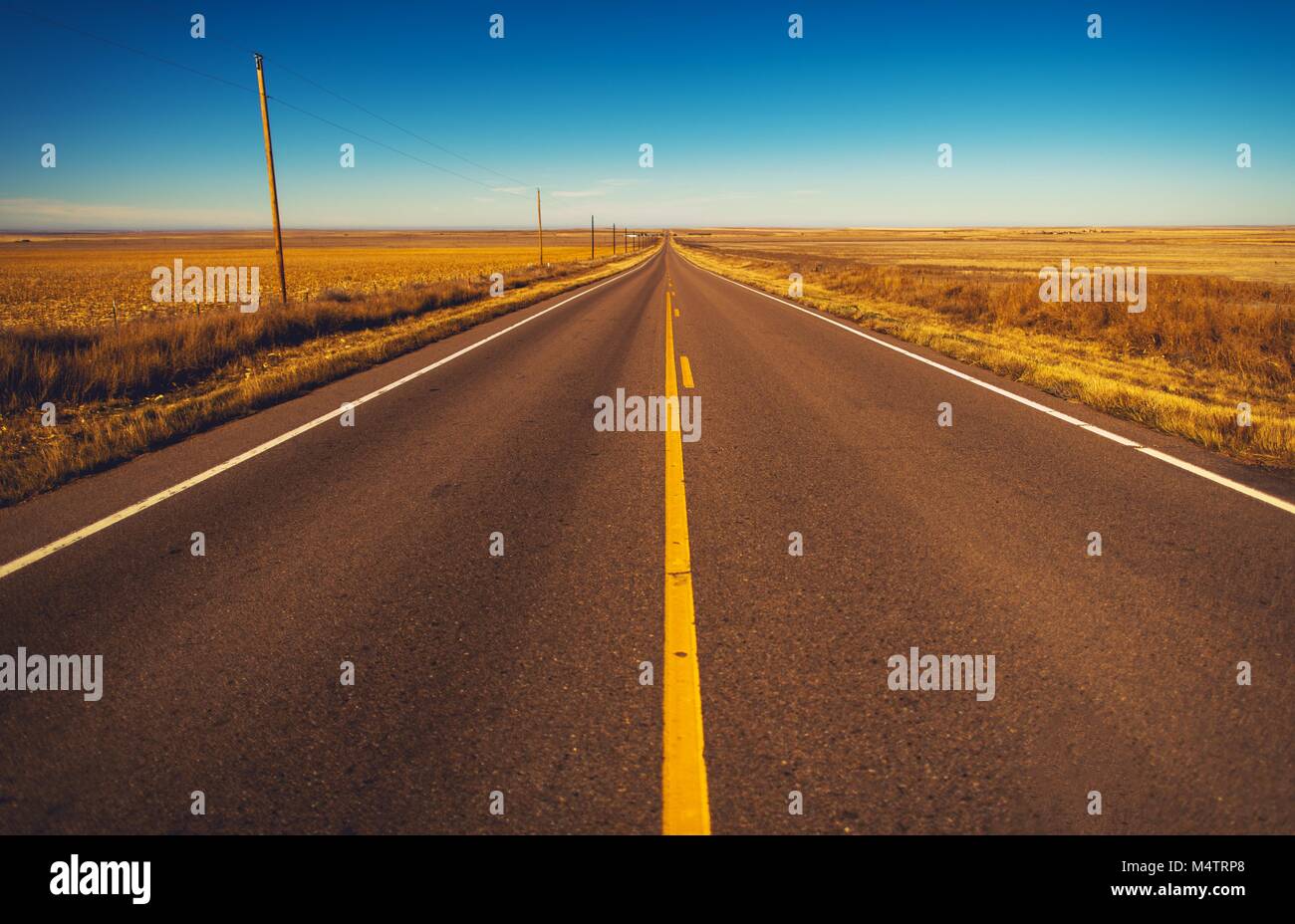 Colorado Countryside Plains Highway East From Denver. United States of America. Stock Photo