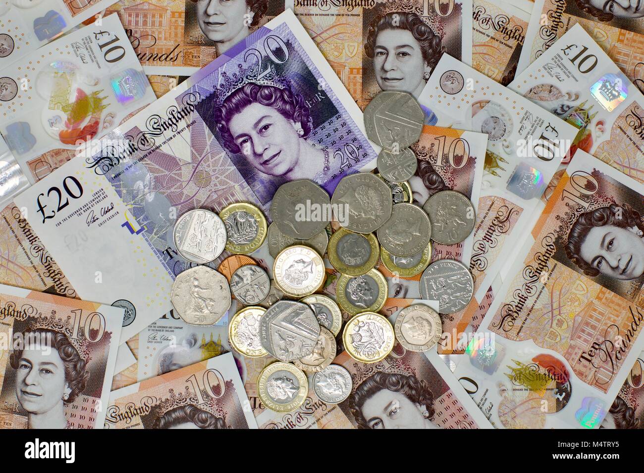 British currency, coins and notes Stock Photo Alamy
