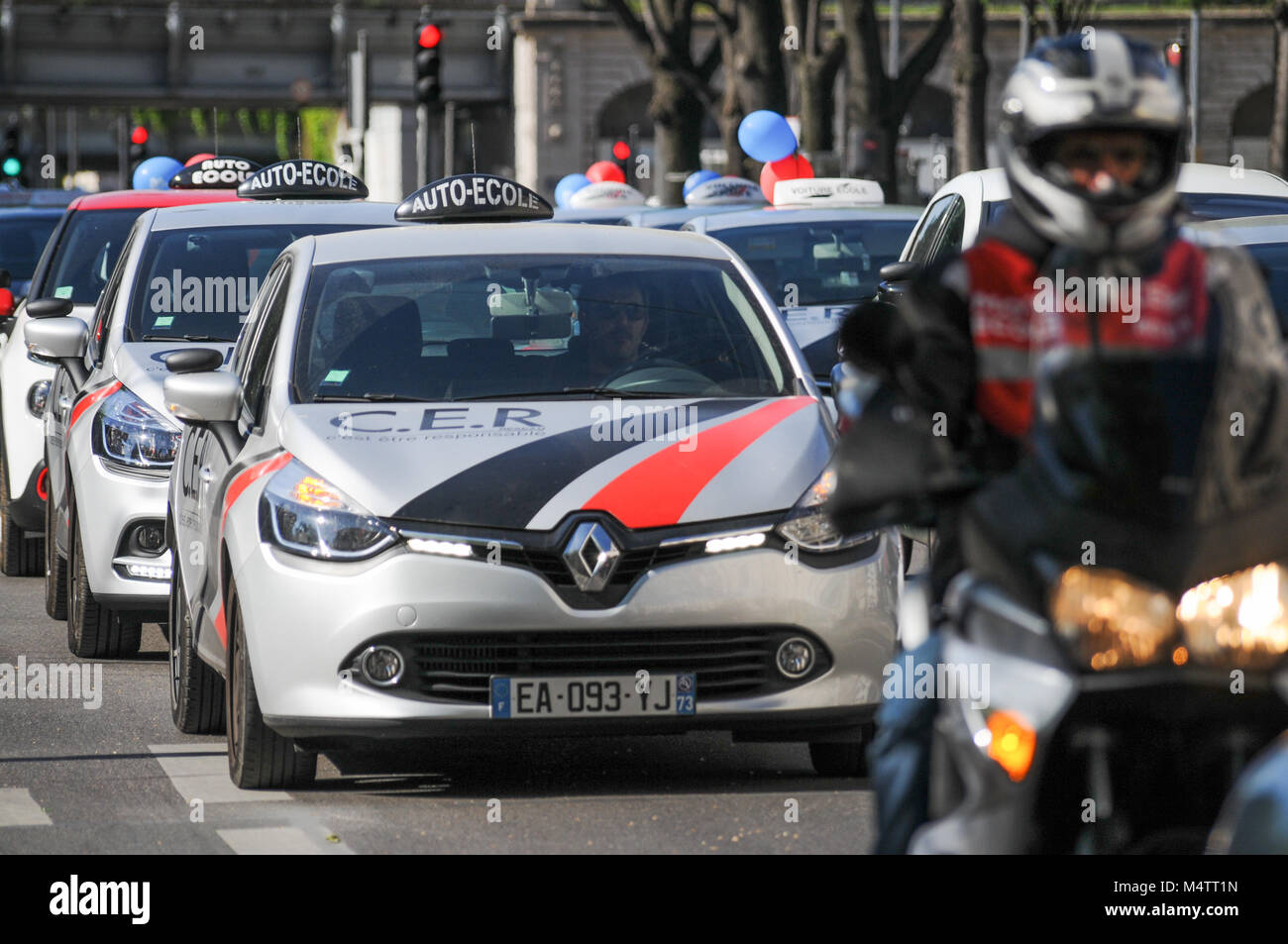 Driving instructors protest in Lyon, France Stock Photo Alamy