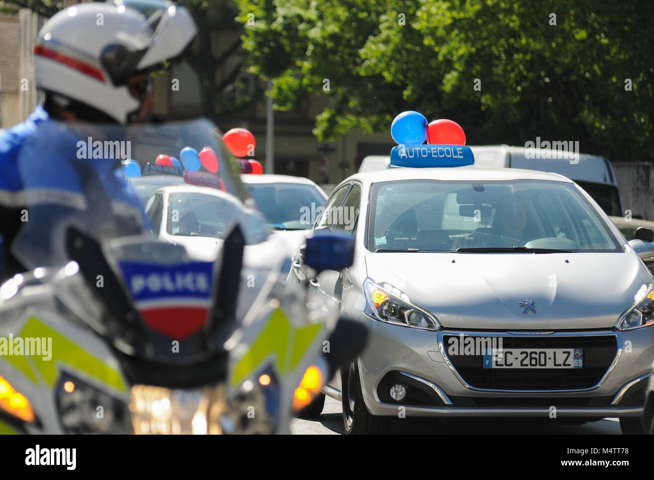 Driving instructors protest in Lyon, France Stock Photo Alamy