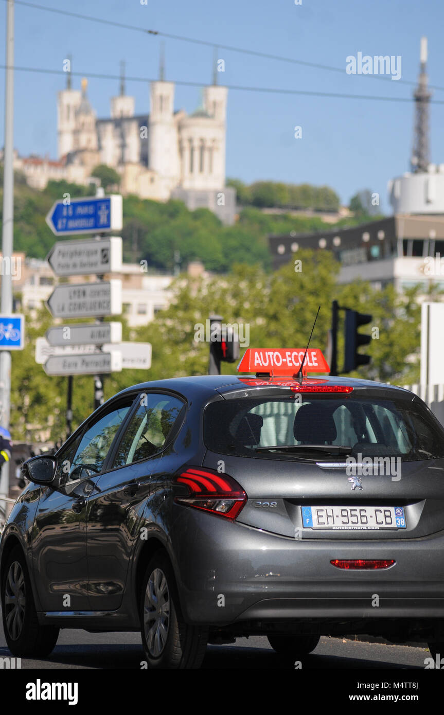 Driving instructors protest in Lyon, France Stock Photo Alamy