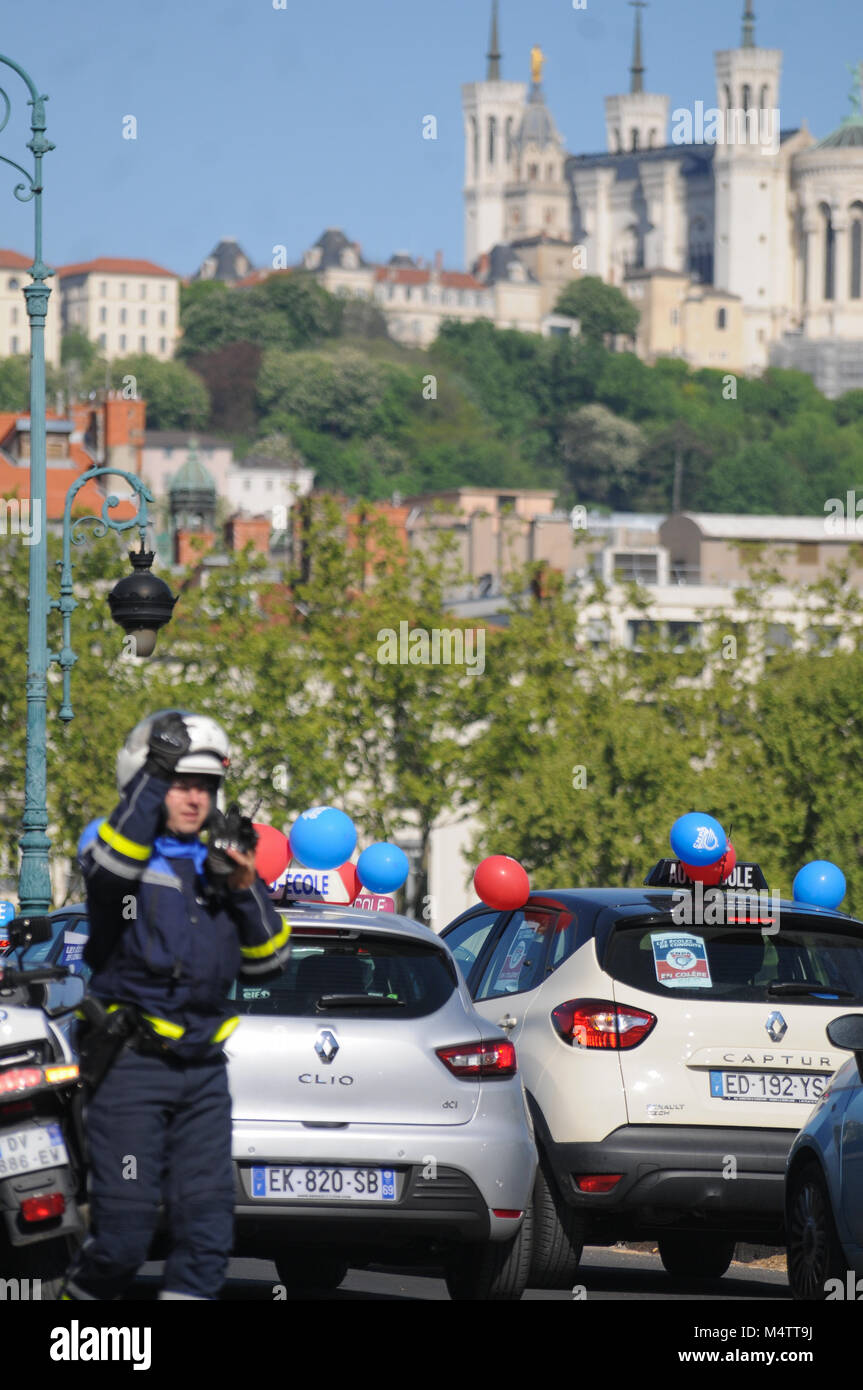 Driving instructors protest in Lyon, France Stock Photo Alamy