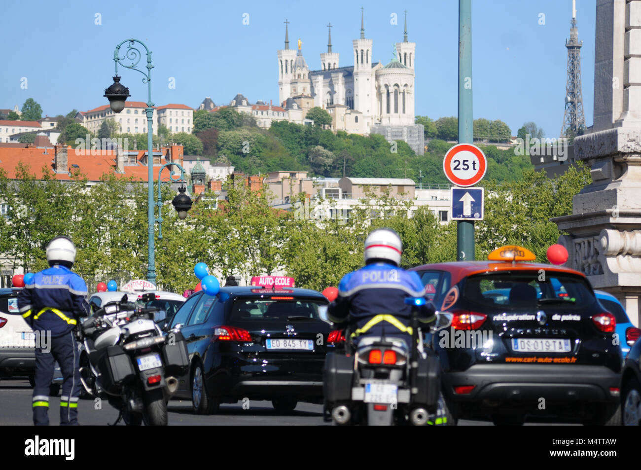 Driving instructors protest in Lyon, France Stock Photo Alamy
