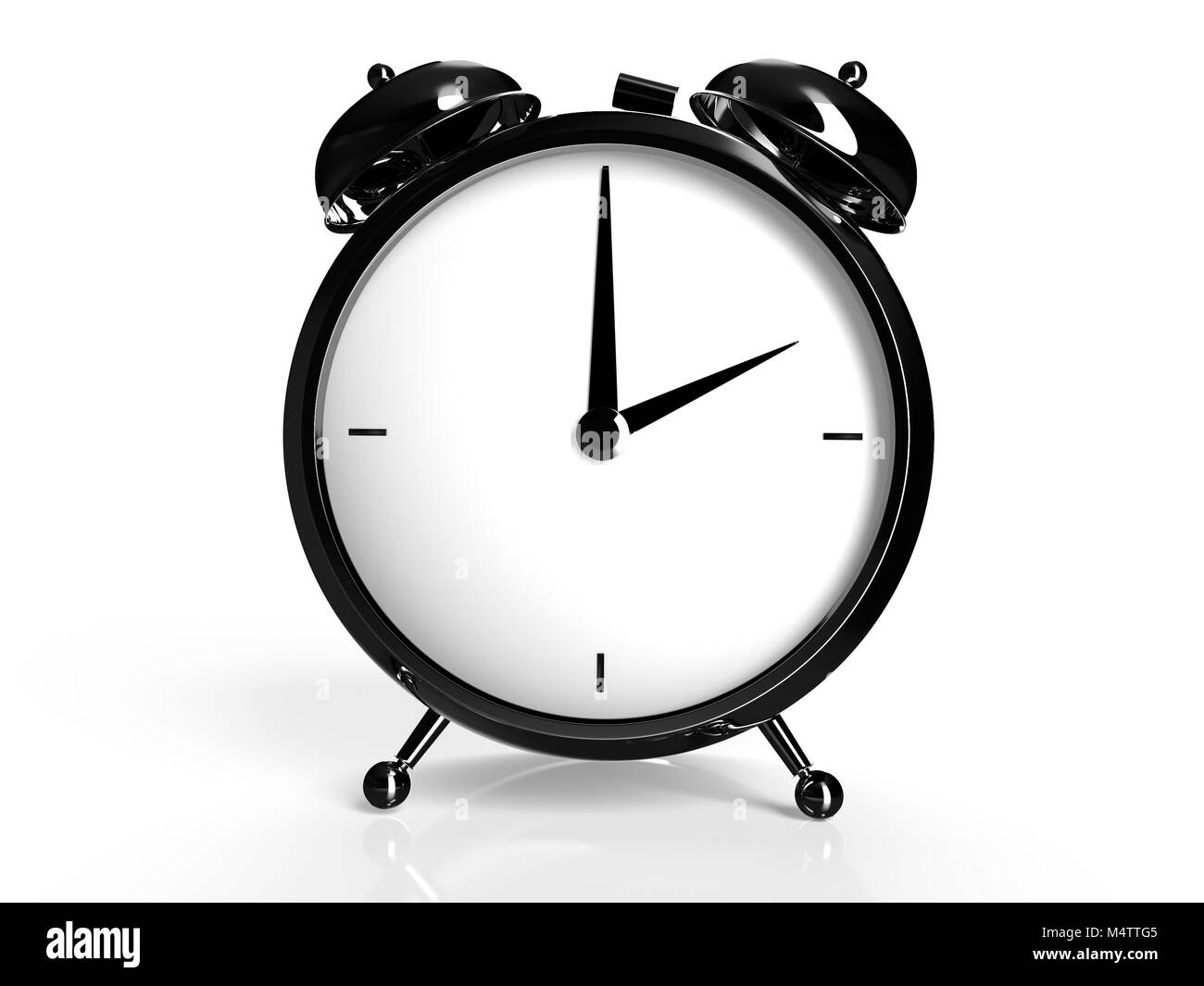 Alarm clock on white background. 2 O'Clock, am or pm. 3D rendering