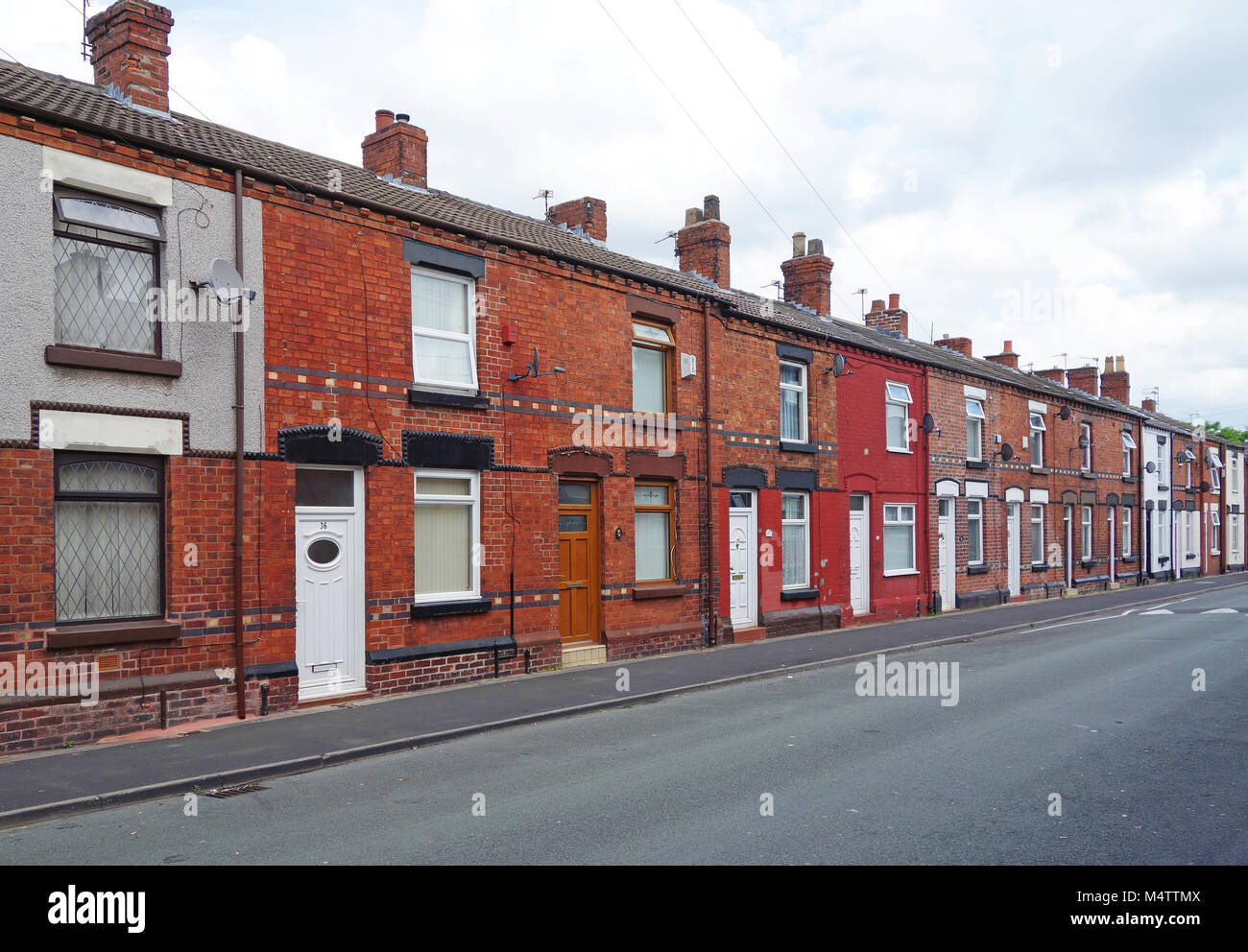 traditional terraced homes street northern england town. Stock Photo