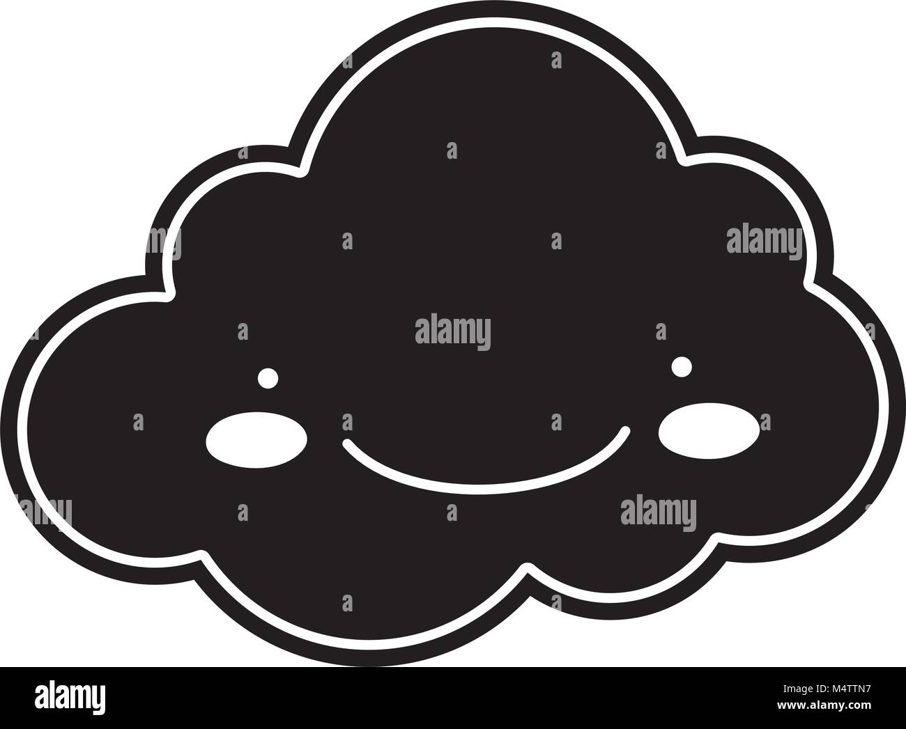 silhouette kawaii happy cloud weather in the sky Stock Vector Image ...