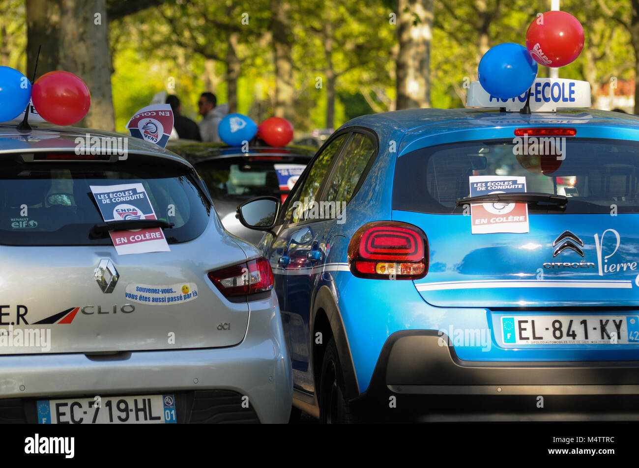 Driving instructors protest in Lyon, France Stock Photo Alamy