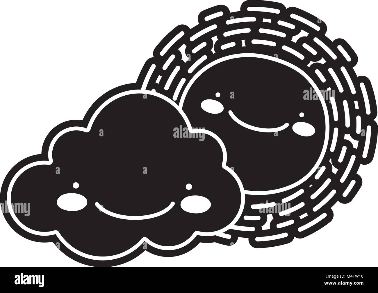 silhouette kawaii happy cloud raining weather Stock Vector Image & Art ...
