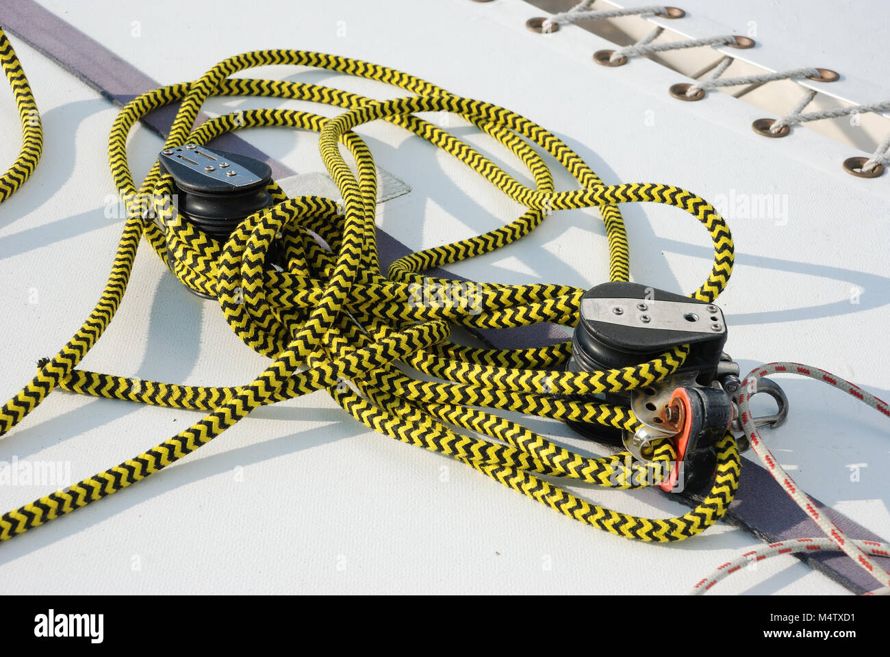 Halyard on a boat Stock Photo Alamy