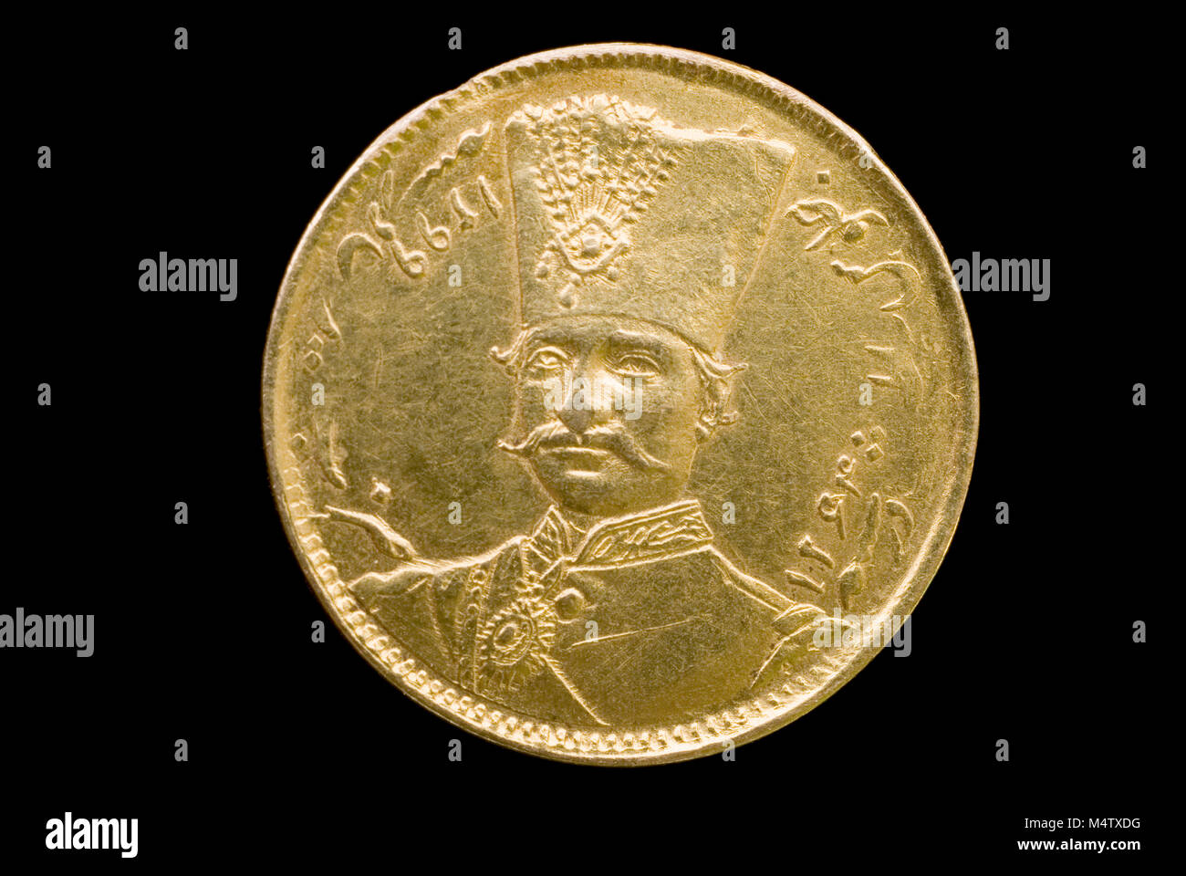 Gold coin of Naser al-Din Shah Qajar Stock Photo