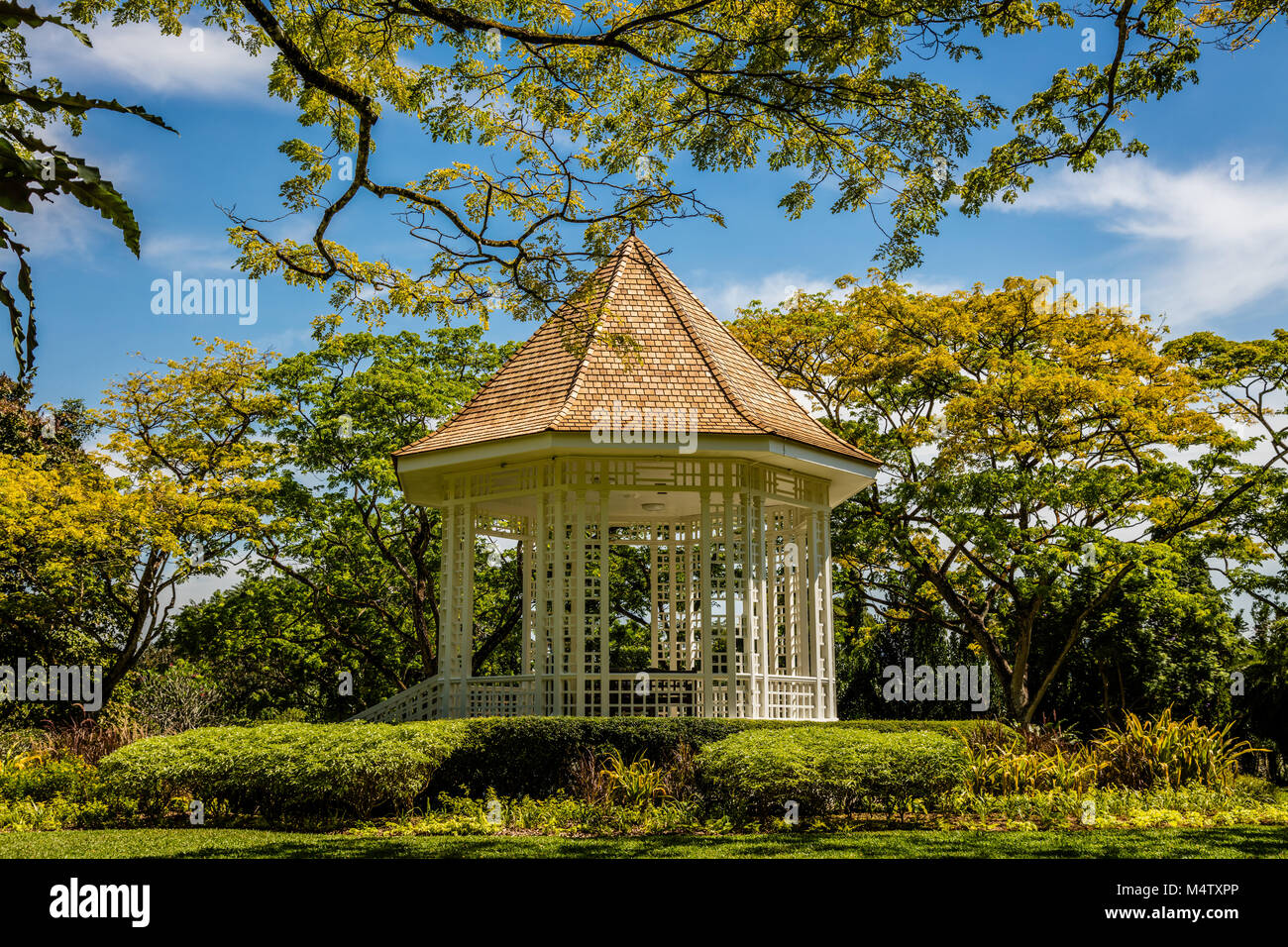 White pagola in Singapore Botanic Gardens, Republic of Singapore Stock Photo