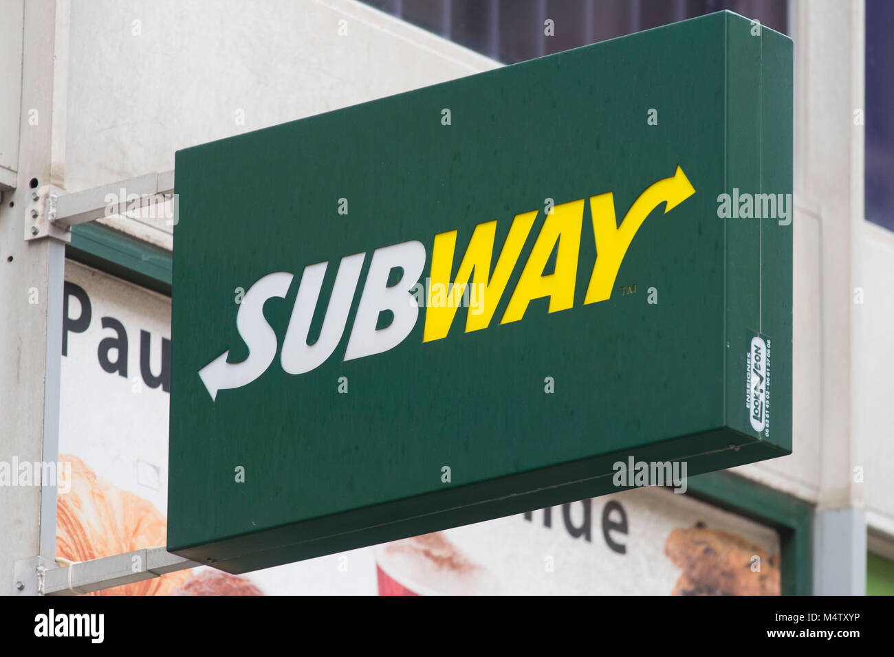 Subway store sign logo. Stock Photo