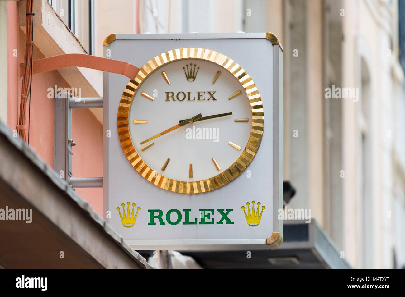 Rolex watch store sign logo. Stock Photo