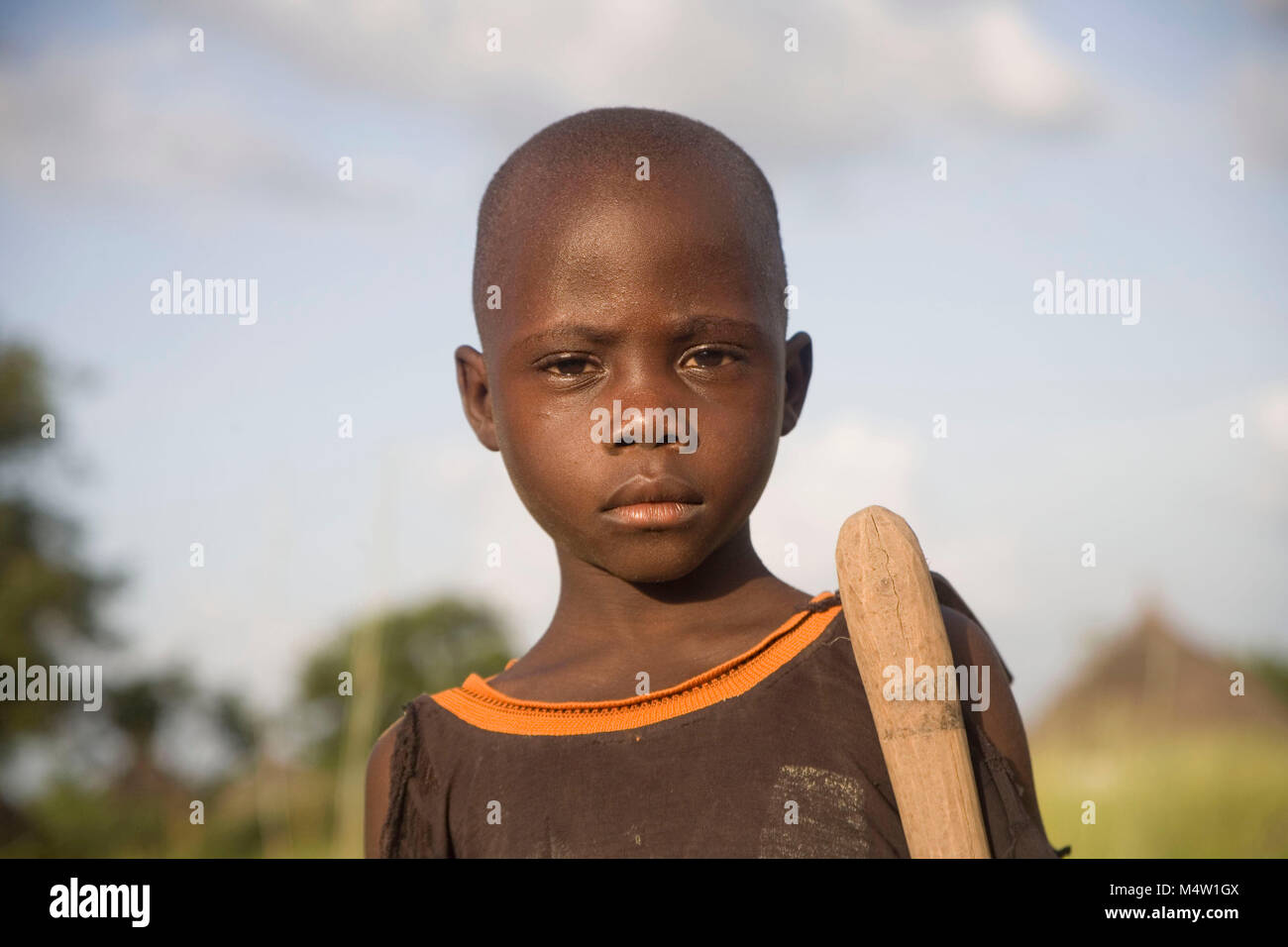 Portrait of Senegalese child in rural are of Senegal Stock Photo