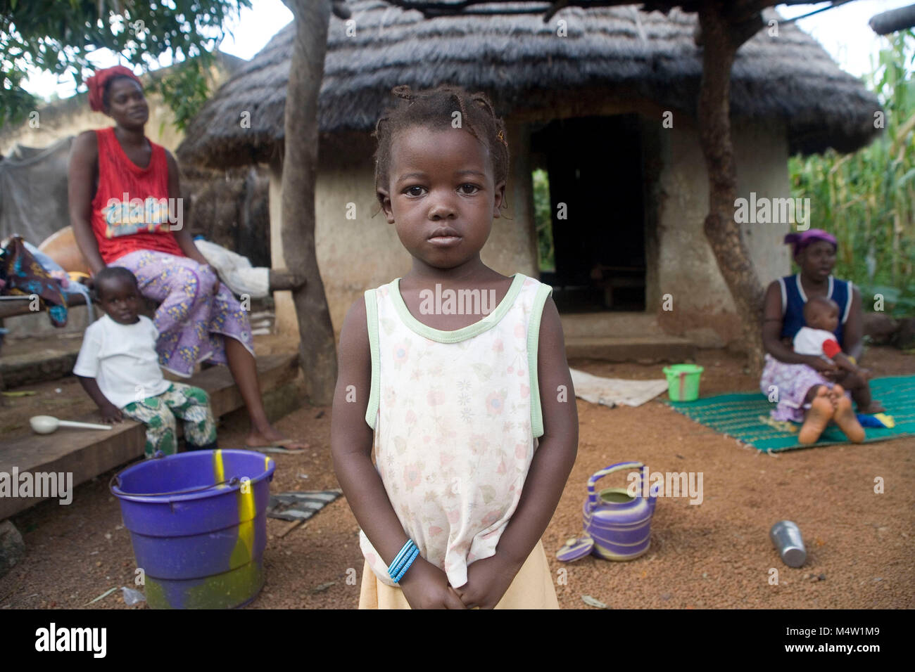 Portrait of Senegalese child in rural are of Senegal Stock Photo