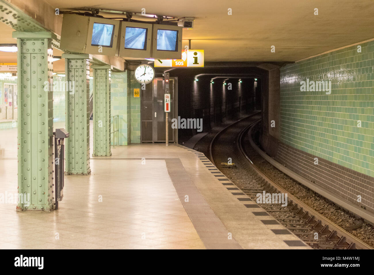 Security and surveillance cameras and monitors in Metro. Stock Photo