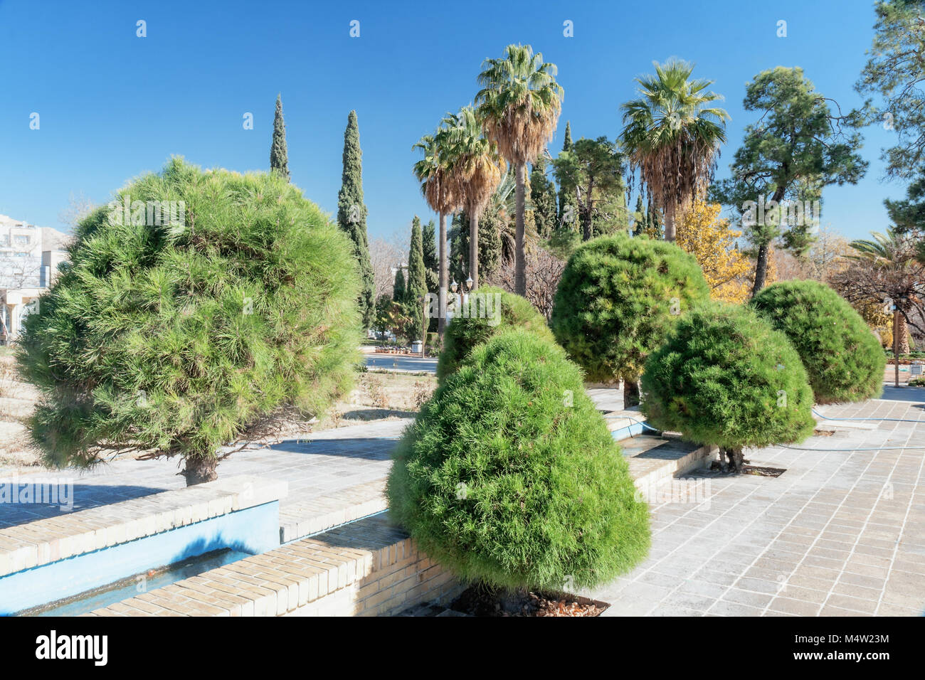 Eram garden, or Bagh-e Eram (Garden of Paradise) is a large garden with a palace in it. Built in the Qajar era. Eram means heaven. Stock Photo