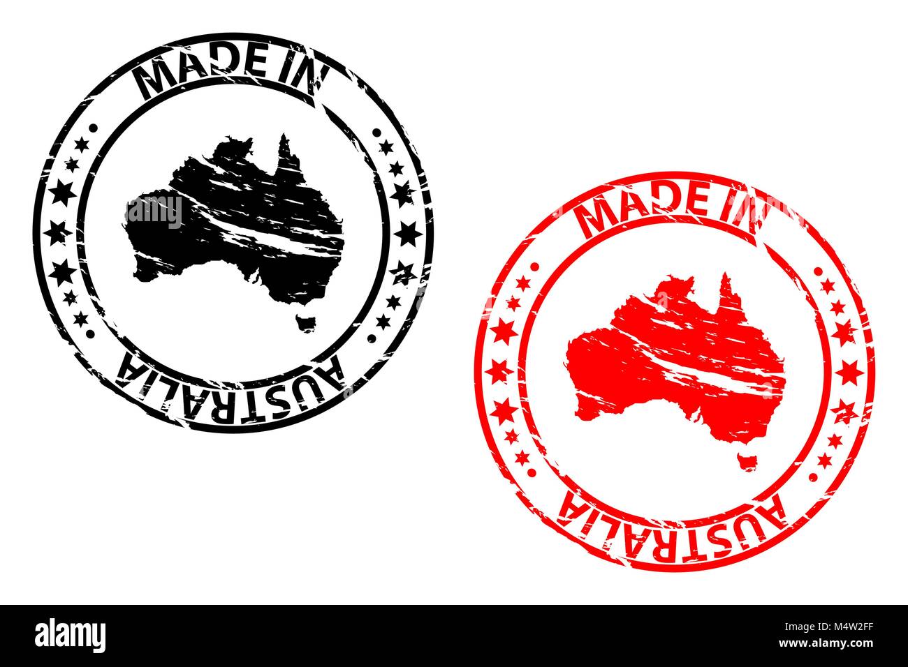 Made in Australia rubber stamp vector Australia continent map