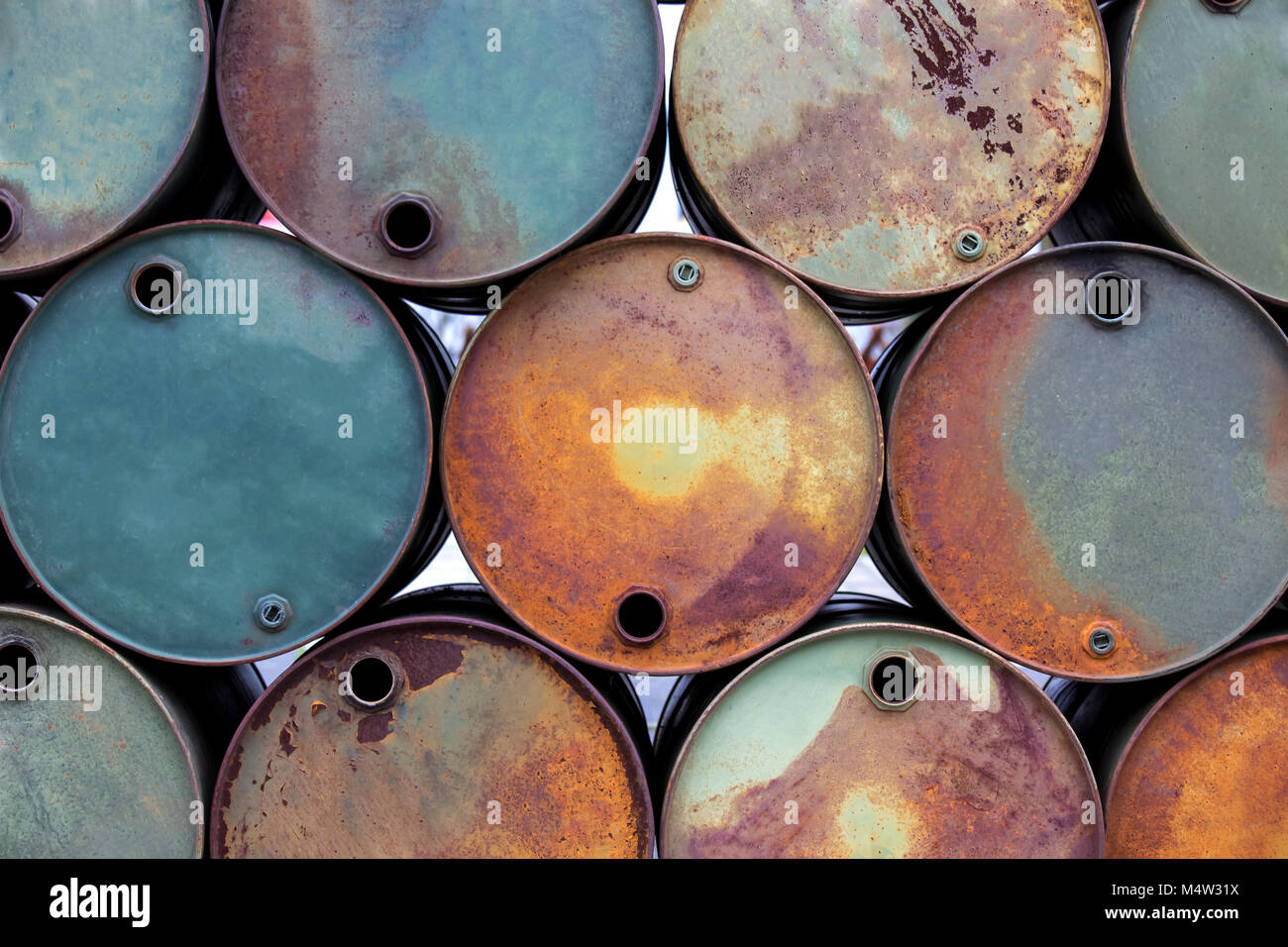 old oil barrels background Stock Photo - Alamy