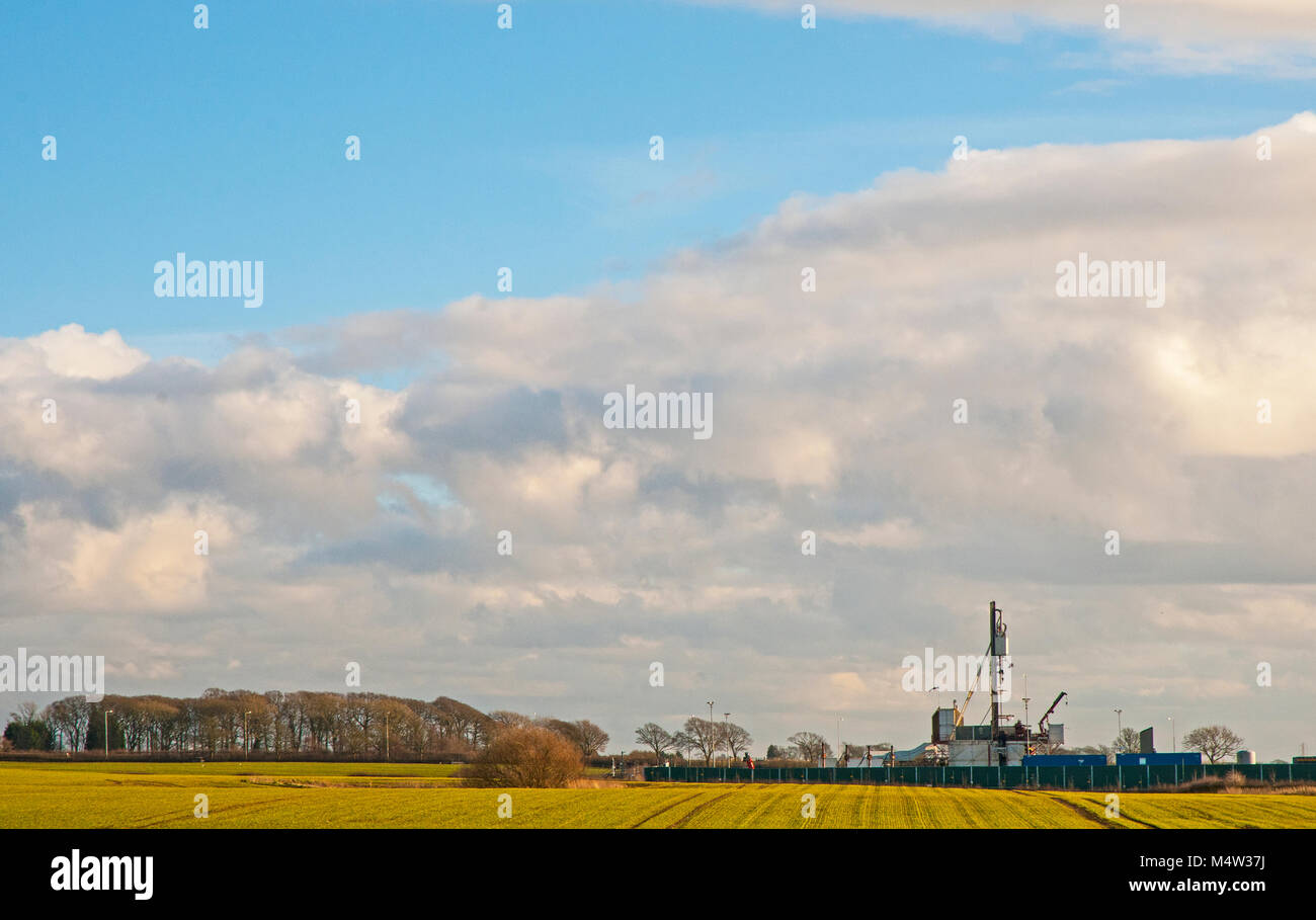Cuadrilla fracking drilling site at Little Plumpton Blackpool Lancashire England. Company told to decommision site fill bore holes with concrete 2022 Stock Photo