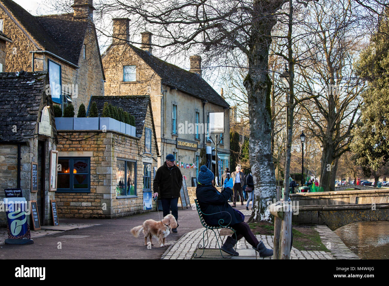 BOURTON ON THE WATER, UK FEBRUARY 15th, 2018 Old houses and shops in